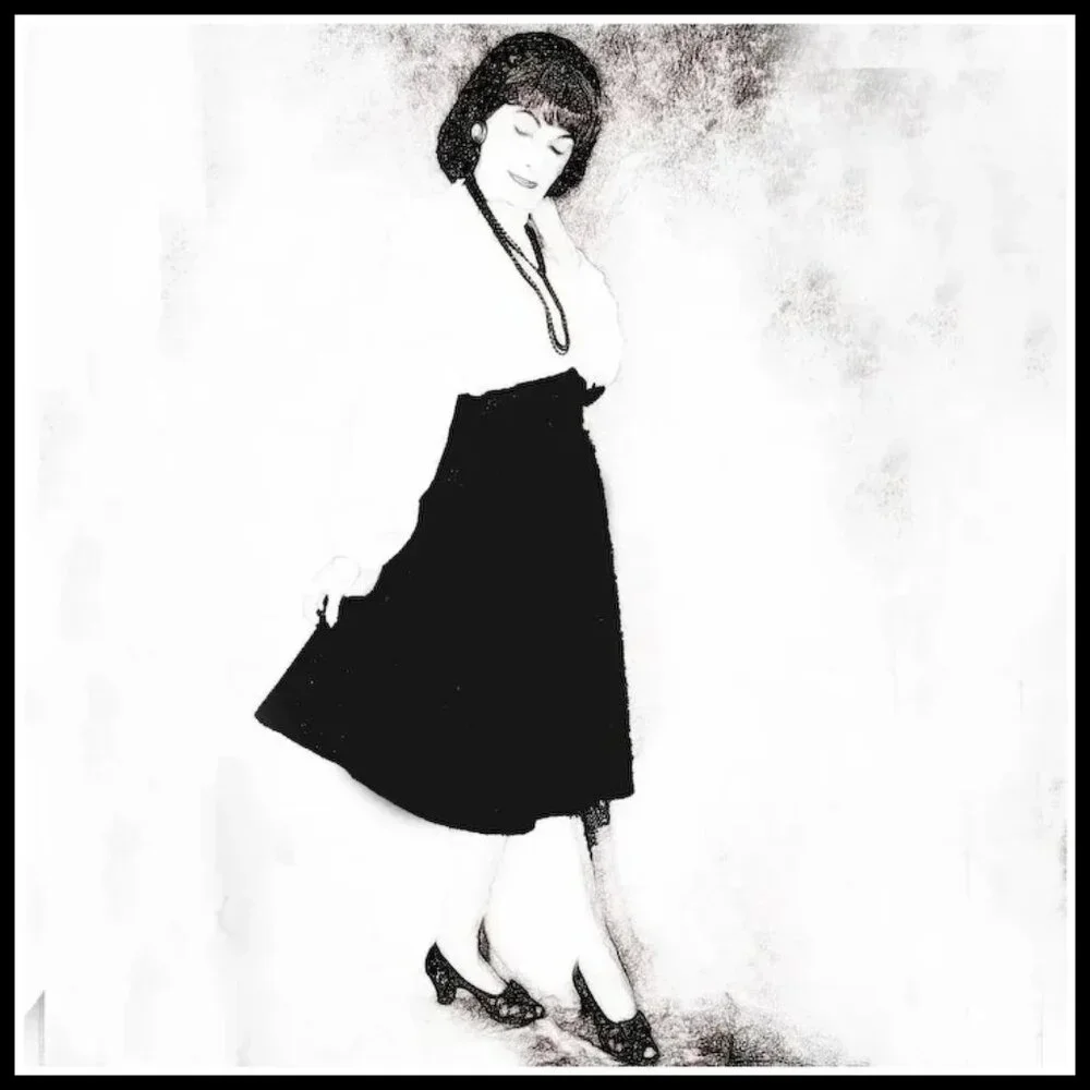 Vintage Black Taffeta Skirt Fit & Flare, High Wide Waist for Swing Dancing - 40s - Picture 6 of 14